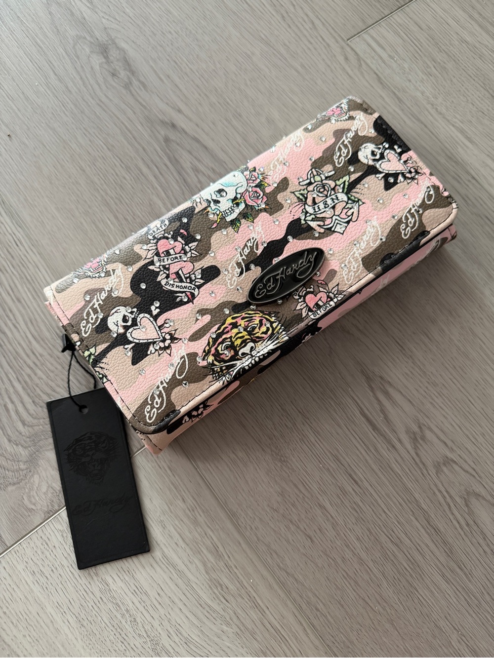 Ed Hardy Pink Camouflage Tattoo Print Wallet